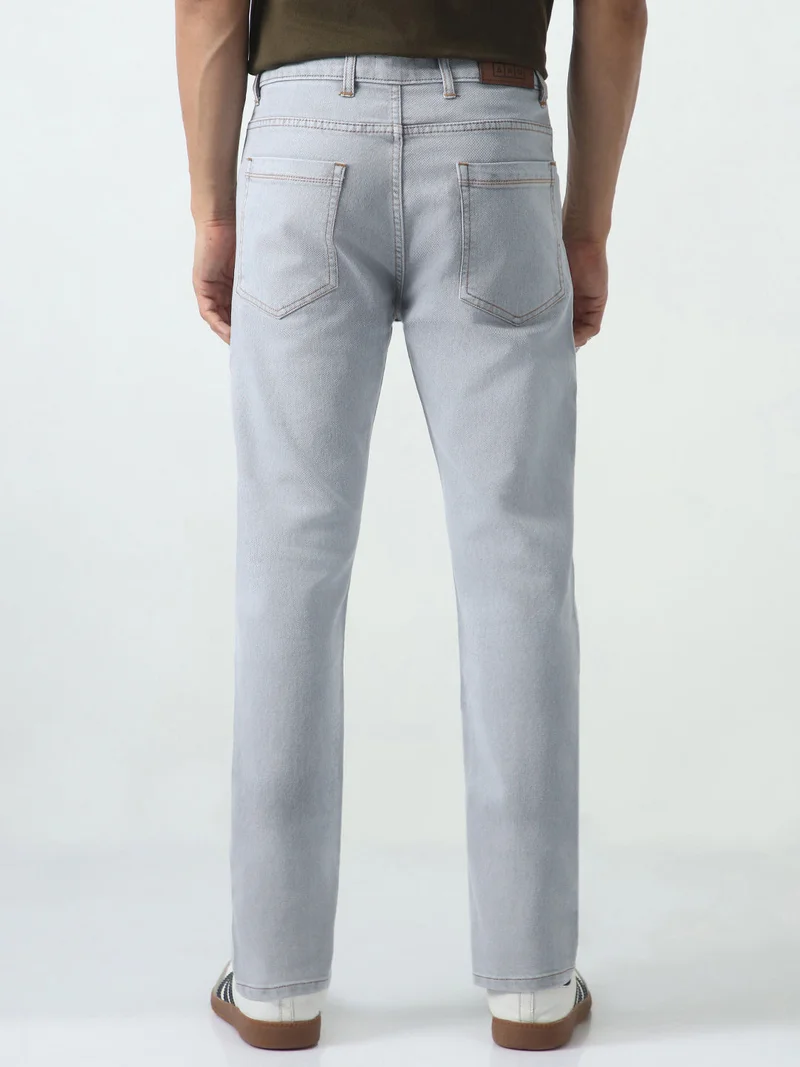 Urbano Fashion  Urbano Fashion Men's Ice Grey Slim Fit Washed Denim Jeans Stretchable for Men | Best Price UAE